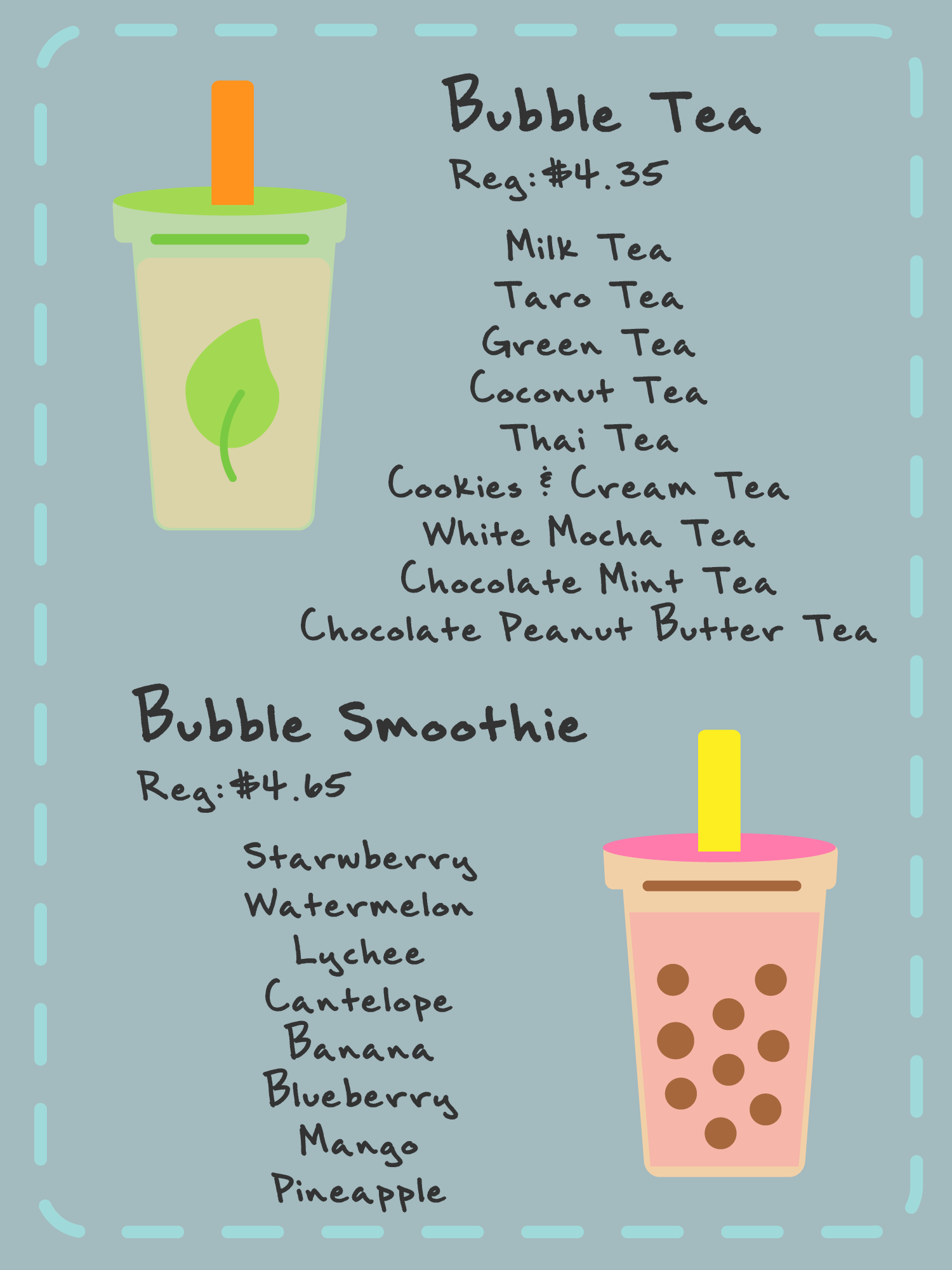 sweet things menu bubble