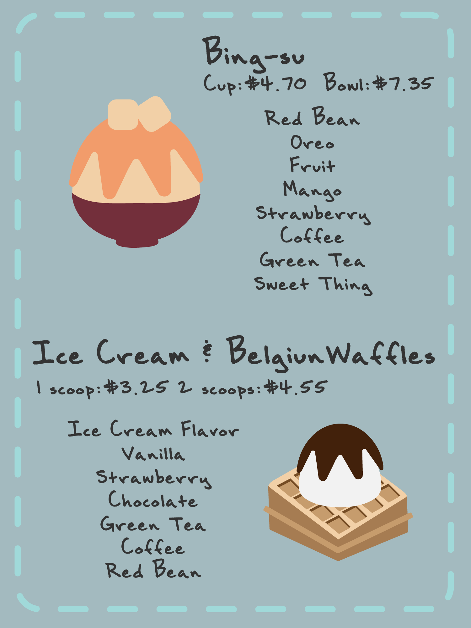 sweet things menu bingsu